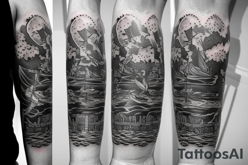 in the middle of the sun is the sea tattoo idea