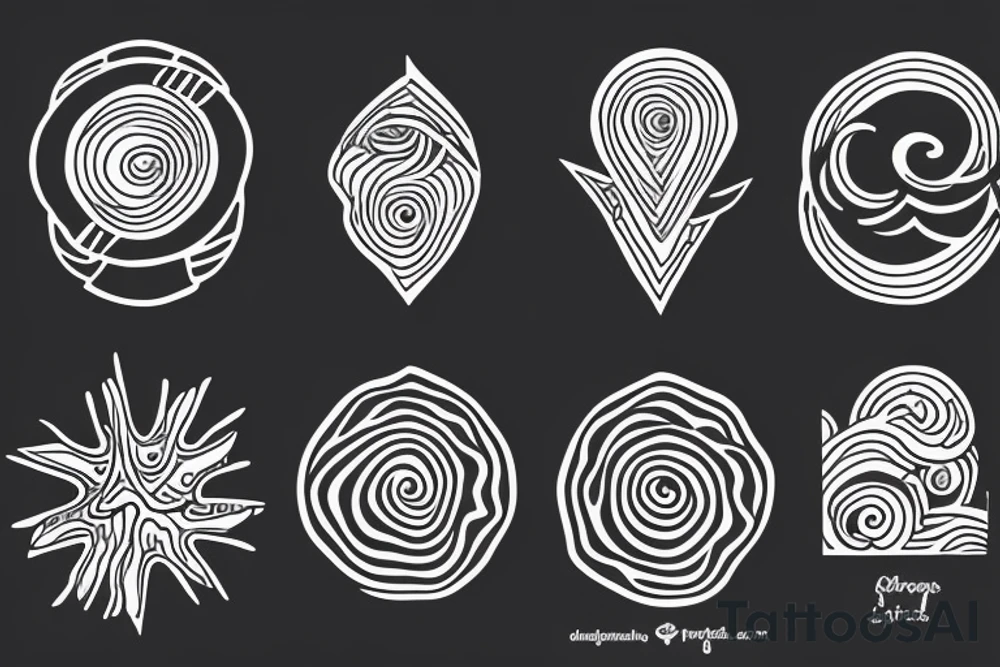 the sea with the waves is in the middle of a greek sun tattoo idea