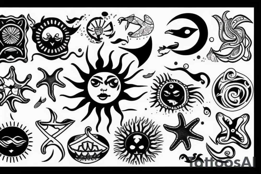 The sun is filled with the sea tattoo idea