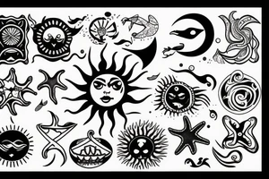The sun is filled with the sea tattoo idea