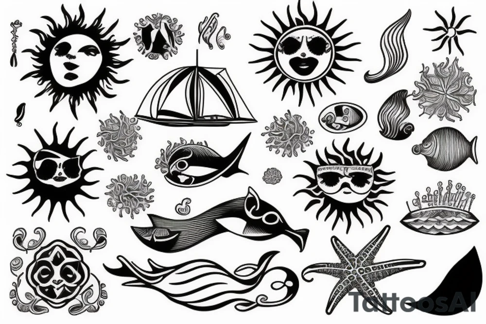 The sun is filled with the sea tattoo idea