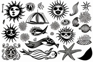 The sun is filled with the sea tattoo idea