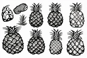 Bigfoot with pineapple and crystals tattoo idea