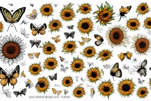 Sunflower butterly and bee tattoo idea