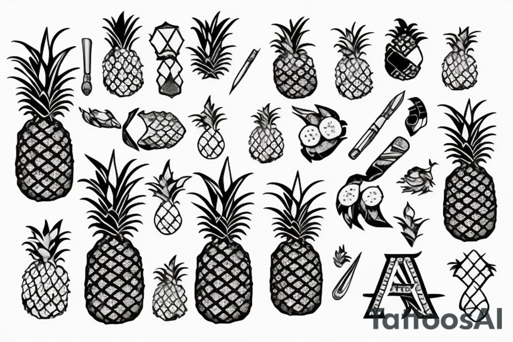 Pineapple with crystals tattoo idea
