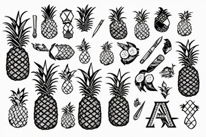 Pineapple with crystals tattoo idea