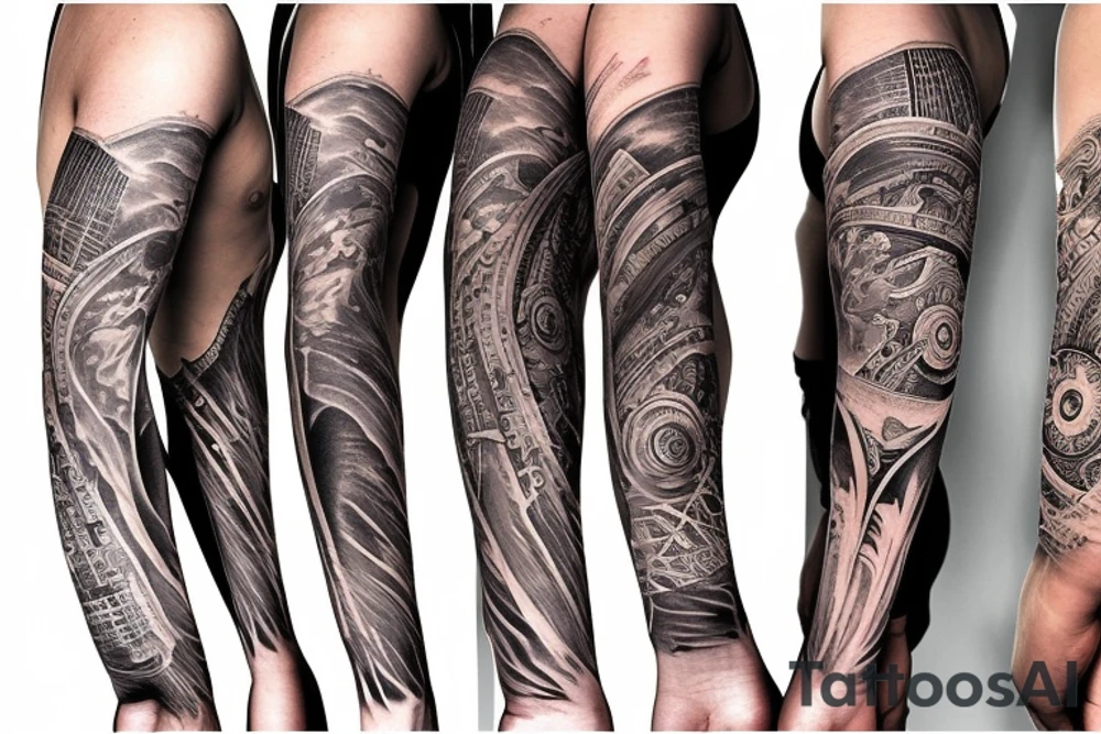 earth, wind, ground, beach, and sun arm sleeve tattoo idea earth, wind, ground, beach, and sun arm sleeve tattoo idea