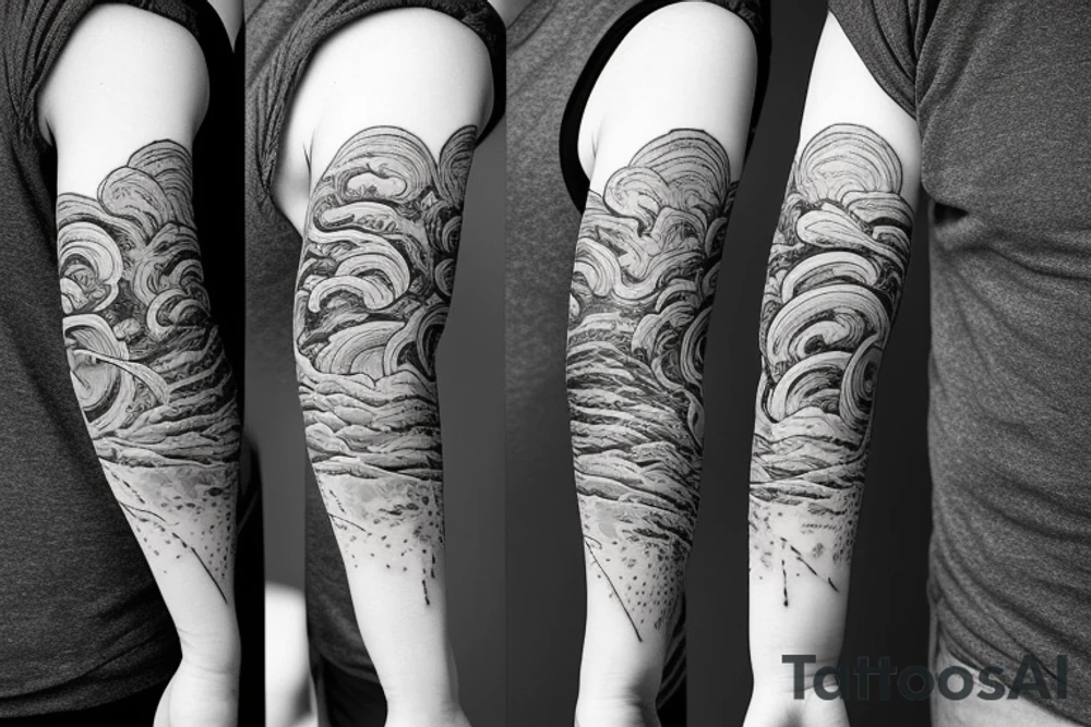 earth, wind, ground, beach, and sun arm sleeve tattoo idea earth, wind, ground, beach, and sun arm sleeve tattoo idea