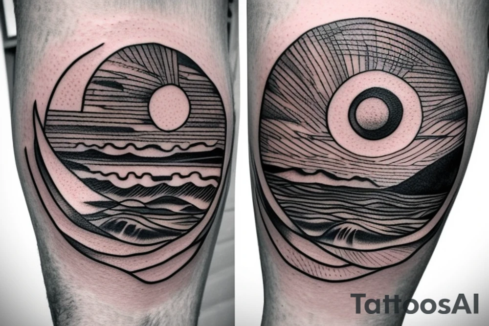 Create an upper arm tattoo with a setting sun over the beach tattoo idea Create an upper arm tattoo with a setting sun over the beach tattoo idea