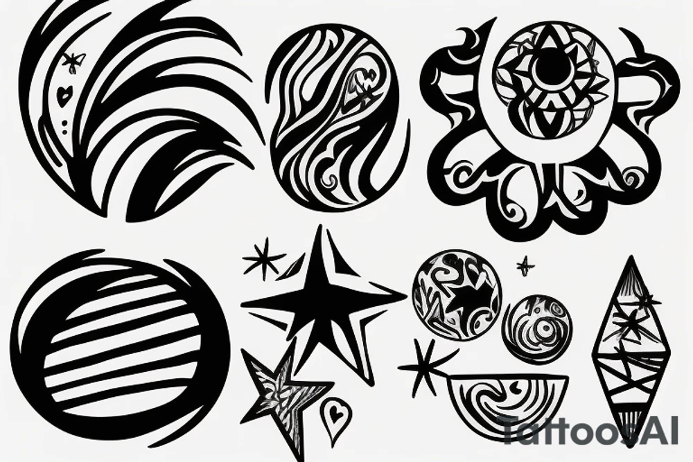 Create an upper arm tattoo with a setting sun over the beach tattoo idea