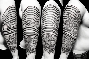 Create an upper arm tattoo with a setting sun over the beach tattoo idea