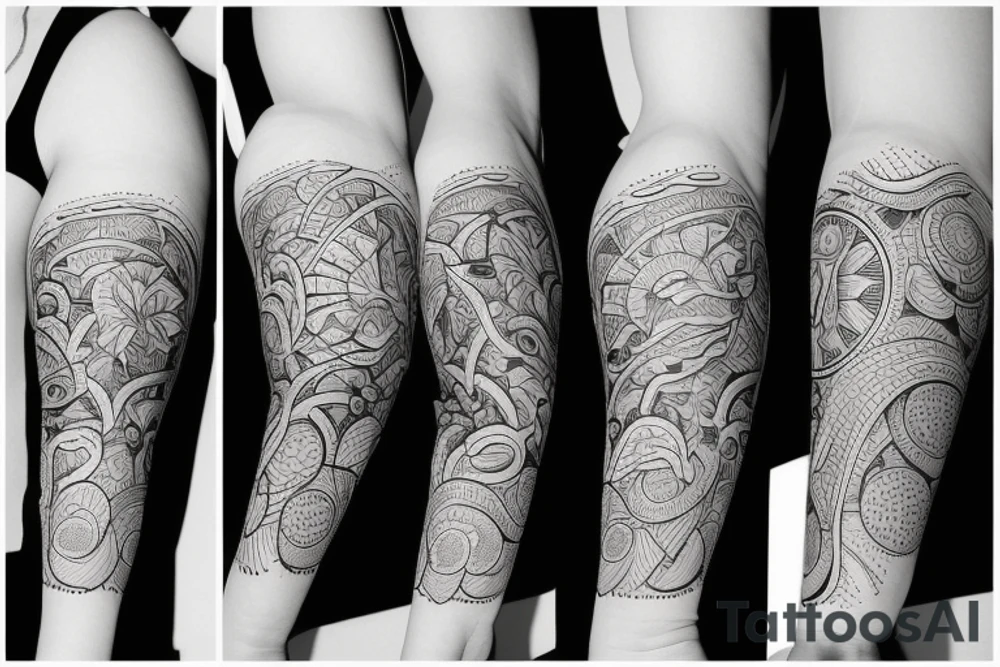 Create an upper arm tattoo with a setting sun over the beach tattoo idea