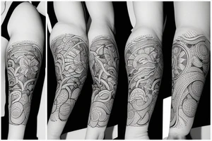 Create an upper arm tattoo with a setting sun over the beach tattoo idea