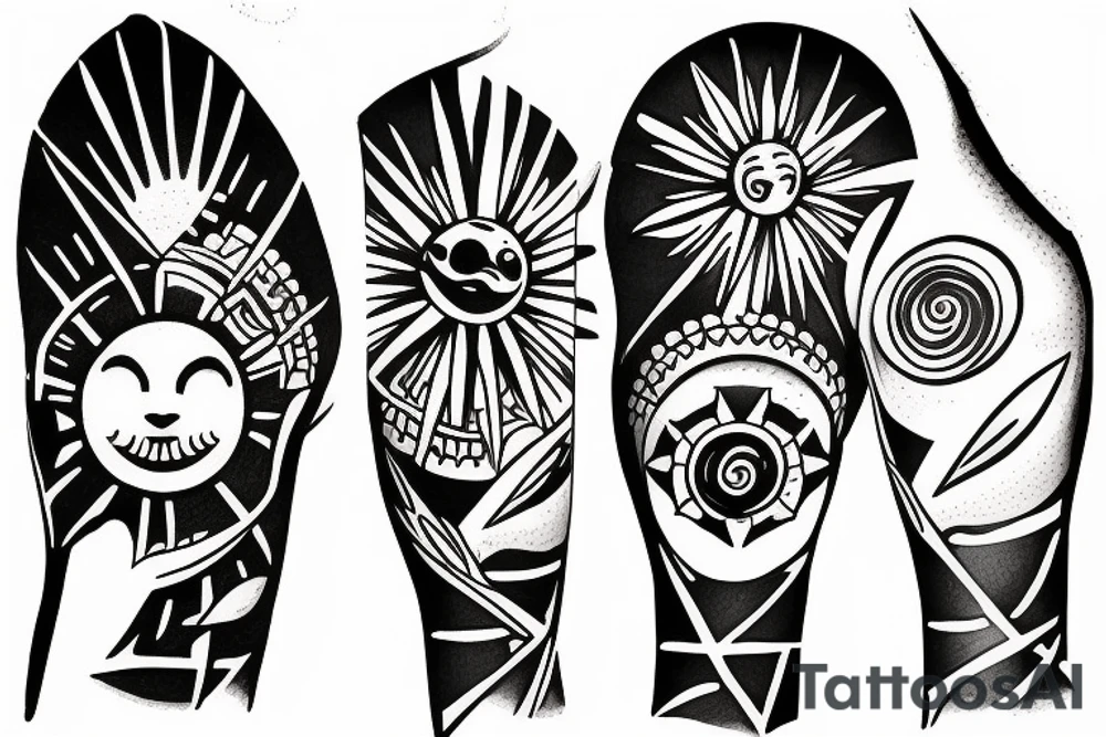 Create an upper arm tattoo with a setting sun over the beach tattoo idea Create an upper arm tattoo with a setting sun over the beach tattoo idea