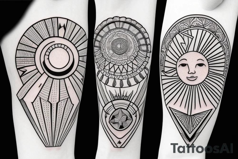 Create an upper arm tattoo with a setting sun over the beach tattoo idea Create an upper arm tattoo with a setting sun over the beach tattoo idea