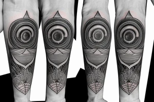 Create an upper arm tattoo with a setting sun over the beach tattoo idea