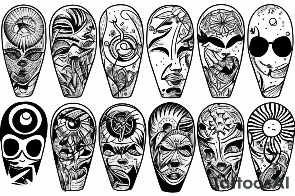 Create an upper arm tattoo with a setting sun over the beach tattoo idea