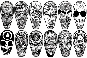 Create an upper arm tattoo with a setting sun over the beach tattoo idea
