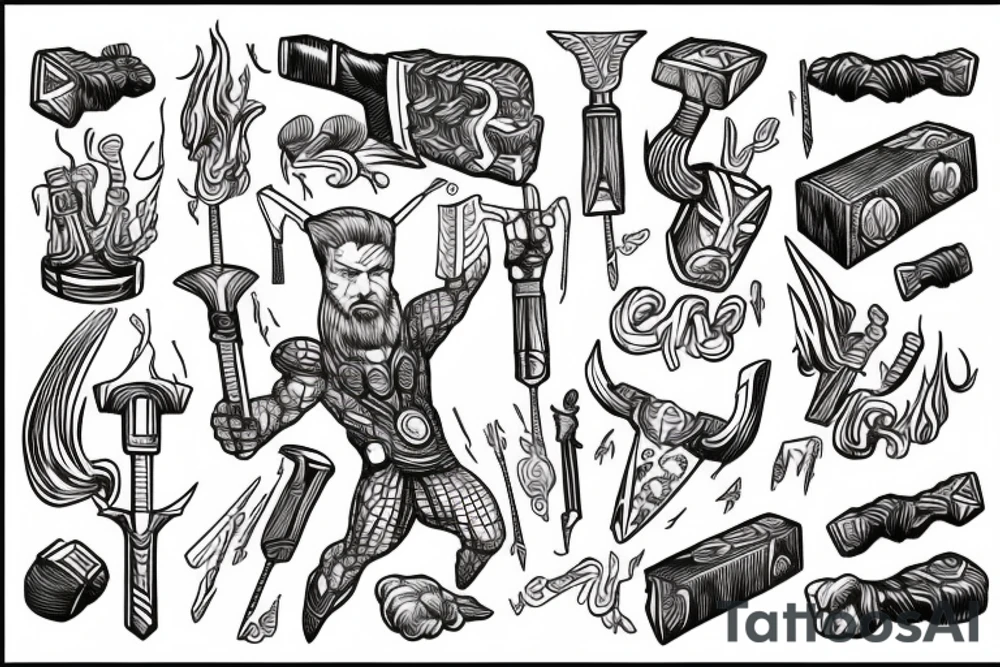 Thor wielding hammer tattoo idea