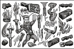 Thor wielding hammer tattoo idea