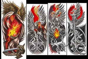 Thors strong face + phoenix+ sword tattoo idea