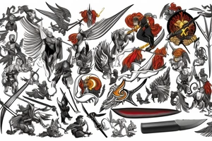 Thors strong face + phoenix+ sword tattoo idea