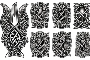 Thors strong face + phoenix+ sword + Celtic design tattoo idea
