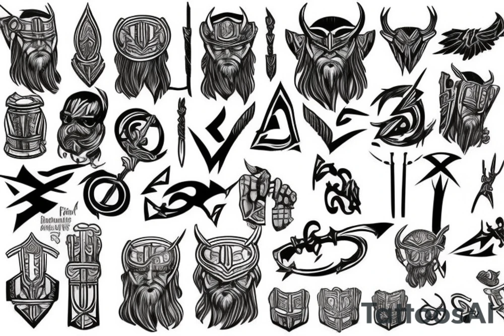 Son of Odin Thor and hammer tattoo idea