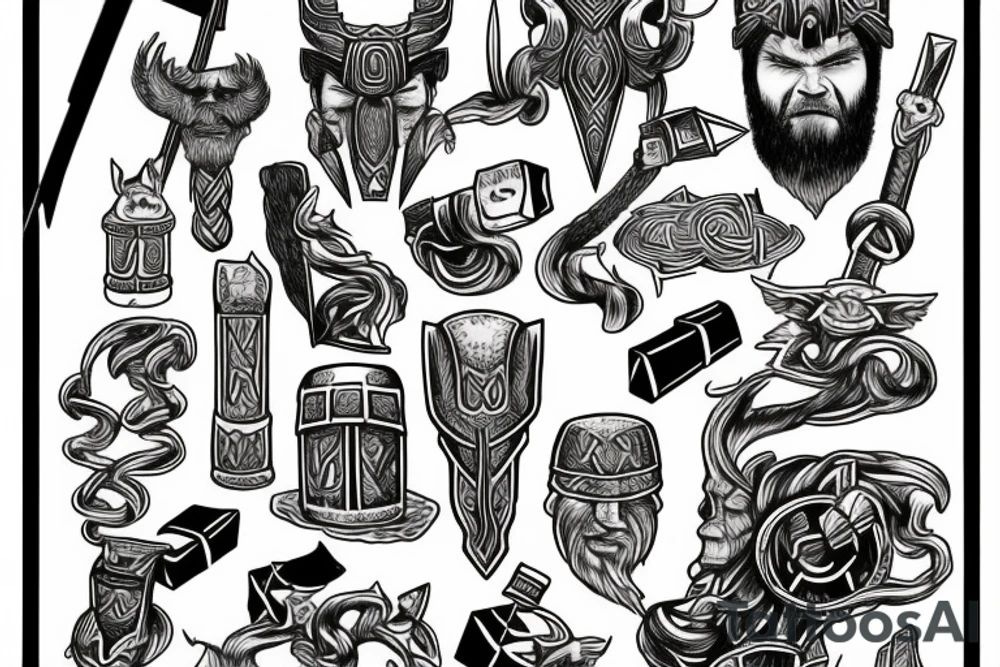Son of Odin Thor and hammer tattoo idea