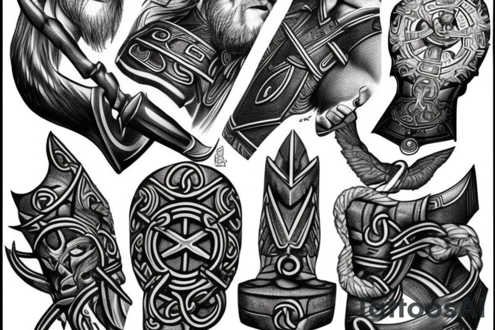 Son of Odin Thor and hammer tattoo idea