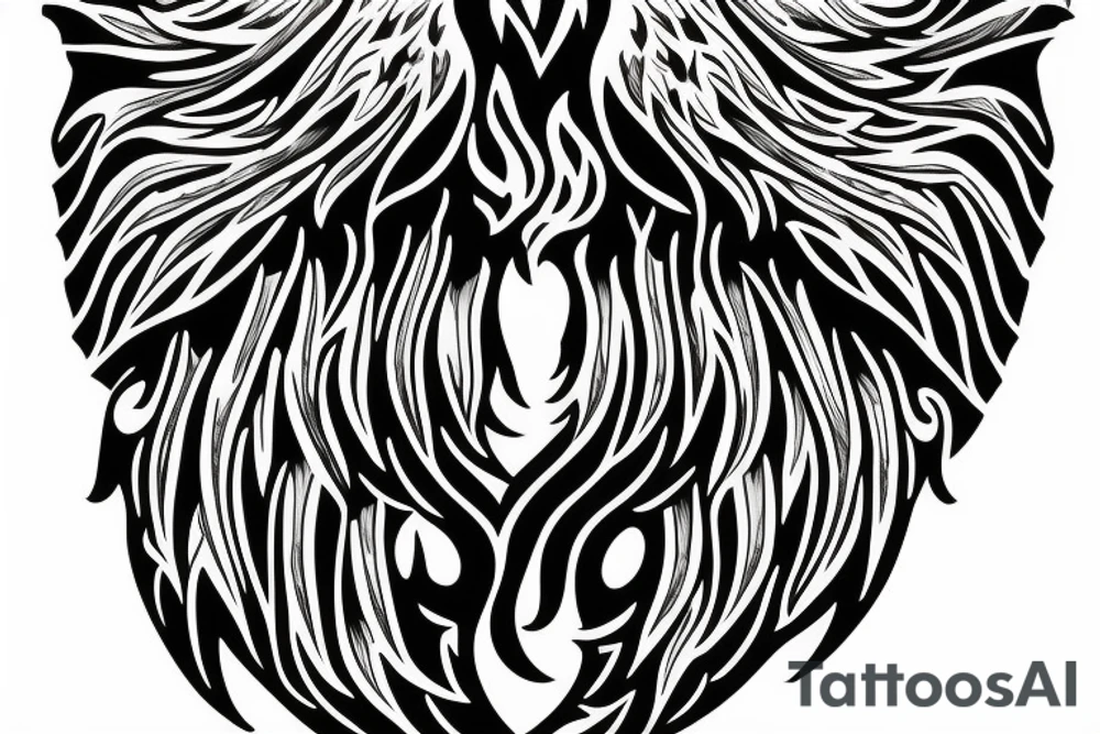 eagle open wings flames tattoo idea
