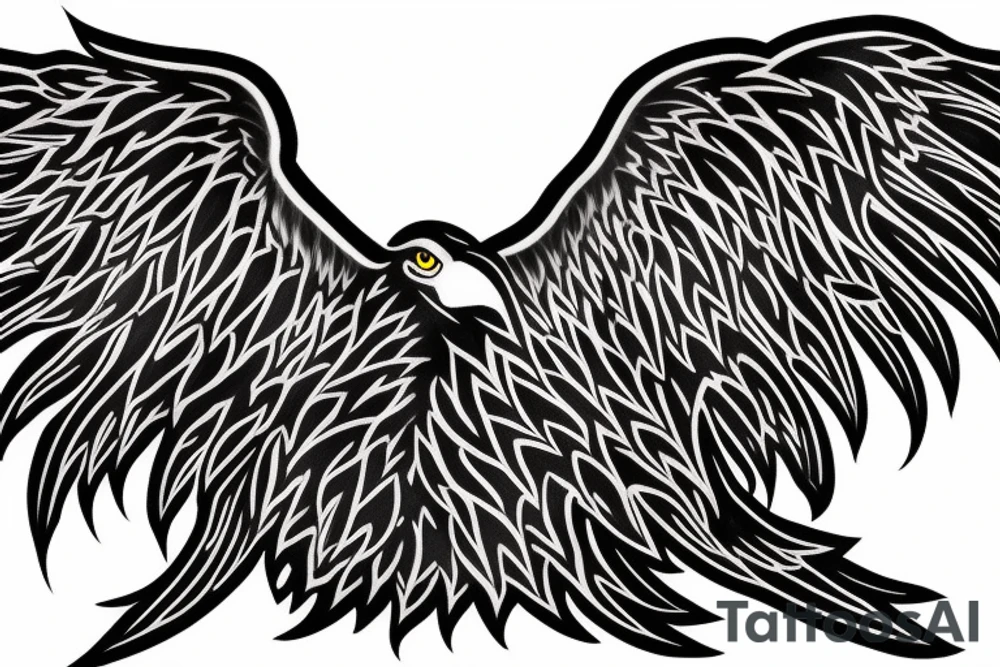 eagle open wings flames tattoo idea
