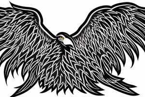 eagle open wings flames tattoo idea