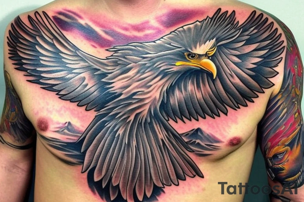 eagle open wings tattoo idea