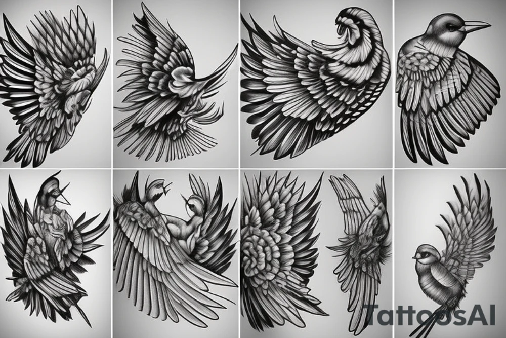 Bird open wings tattoo idea