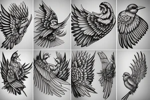 Bird open wings tattoo idea