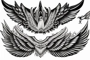 Bird open wings tattoo idea