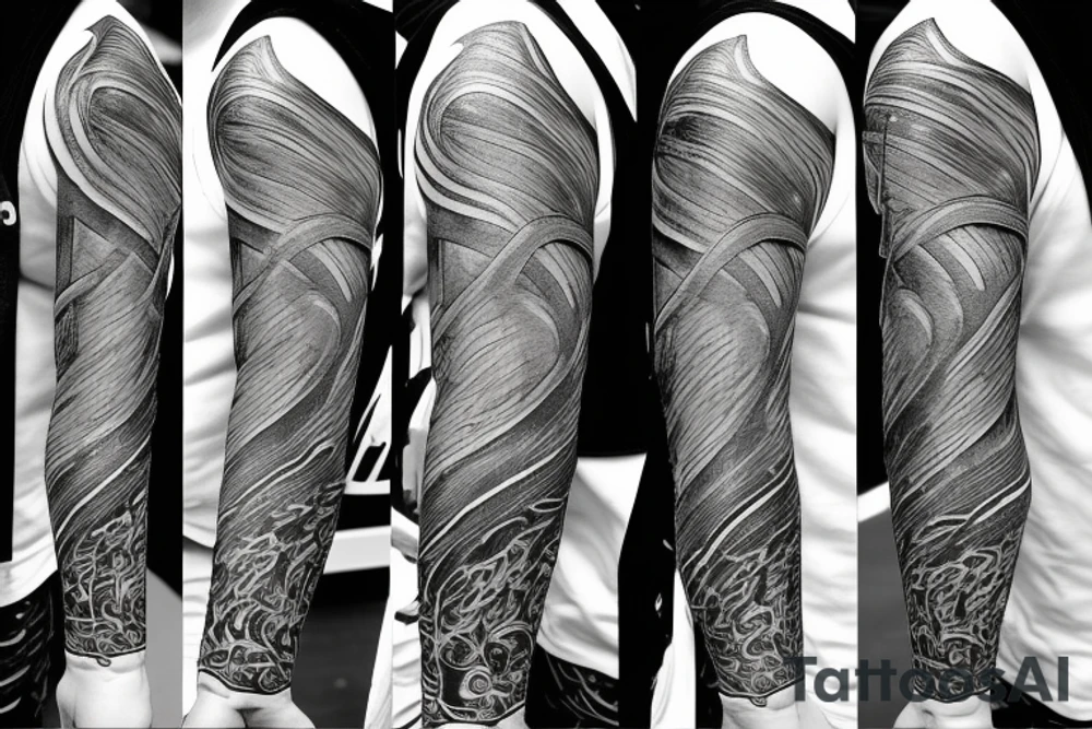 Thor in one hand holding a hammer up and in the other hand holding a sword tattoo idea