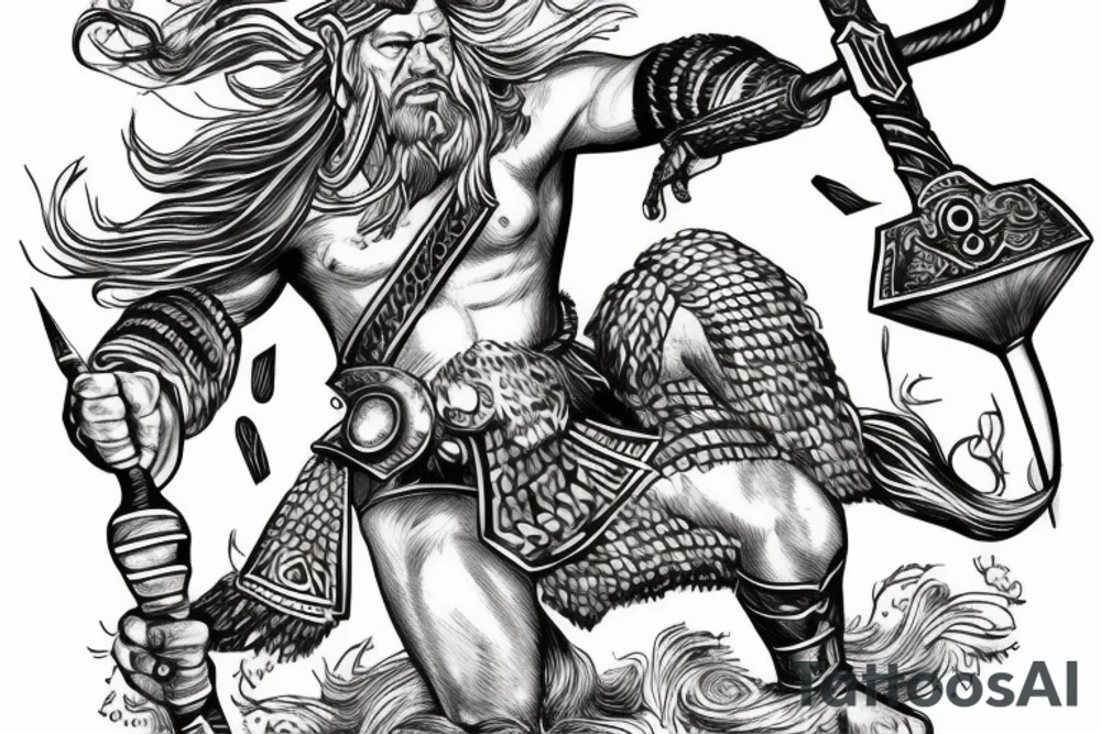 Viking Thor with hammer tattoo idea