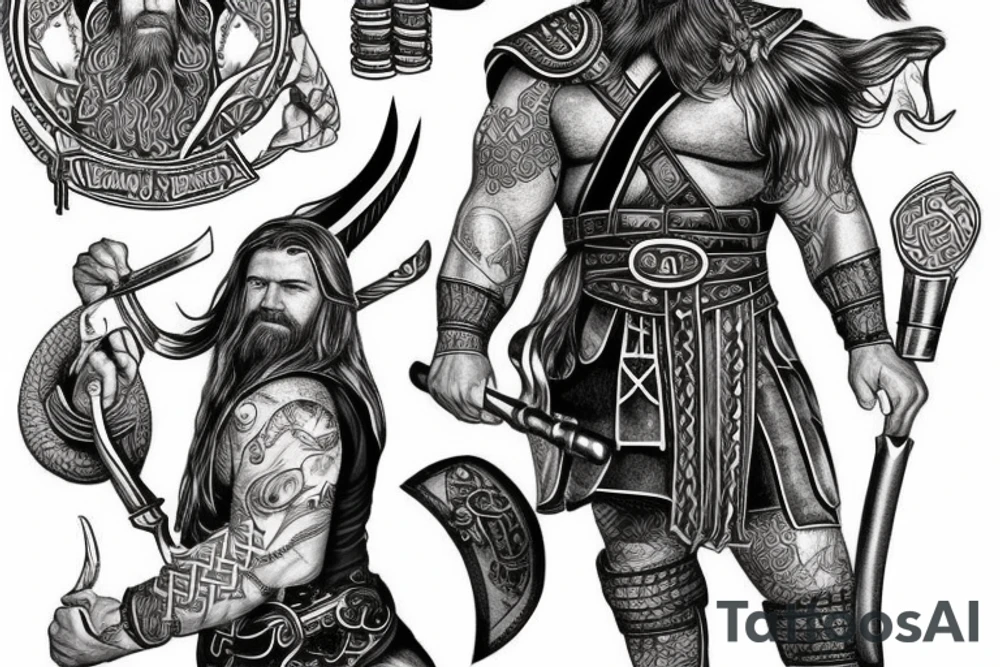 Viking Thor with hammer tattoo idea