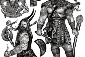 Viking Thor with hammer tattoo idea