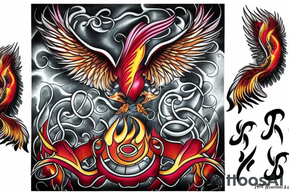 phoenix rising from the fire tattoo idea