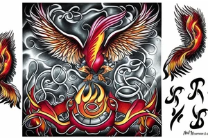 phoenix rising from the fire tattoo idea