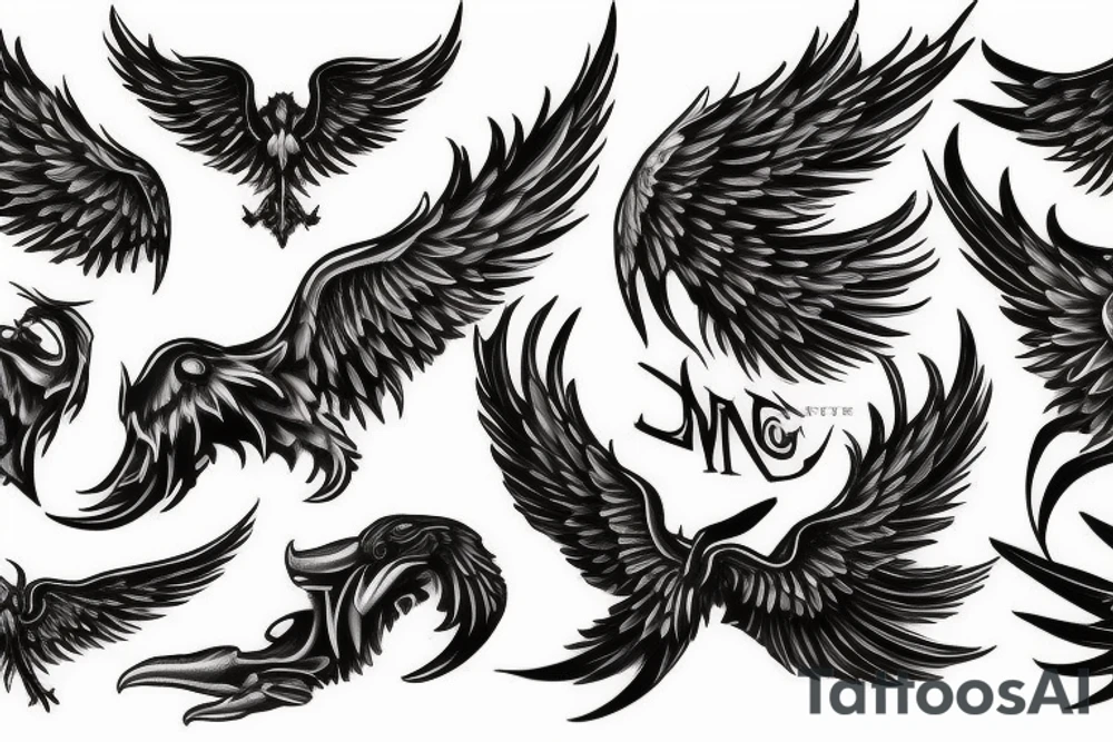 phoenix rising wings tattoo idea