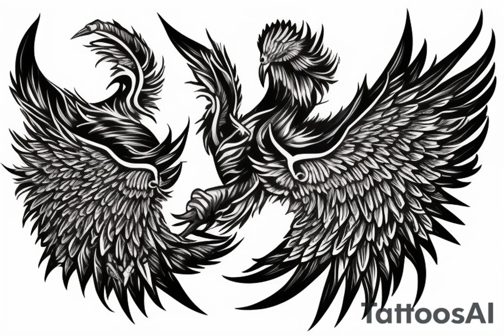 phoenix rising wings tattoo idea