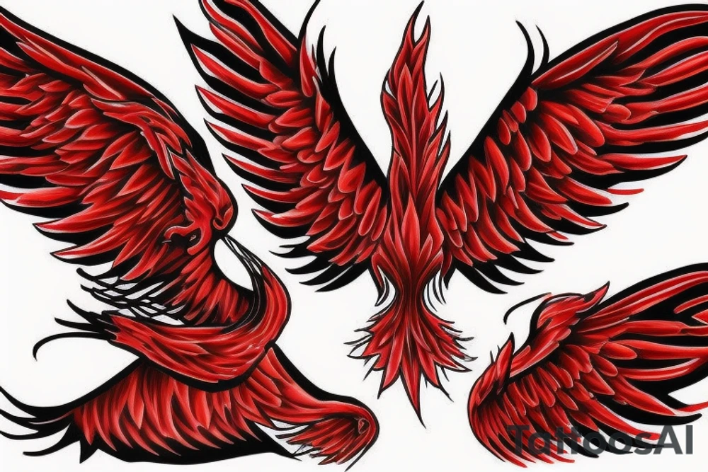 phoenix  wings red flames tattoo idea