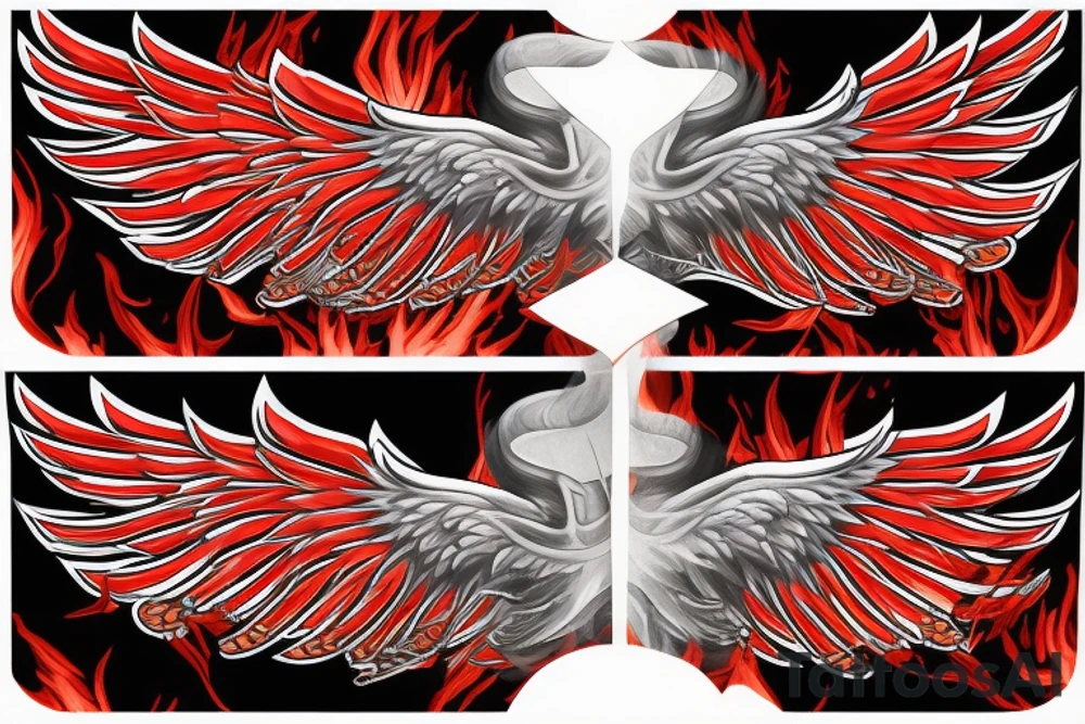 phoenix  wings red flames tattoo idea