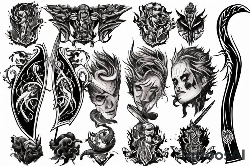 fiery sword tattoo idea