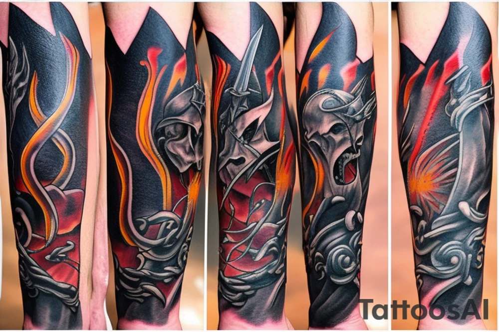 fiery sword tattoo idea