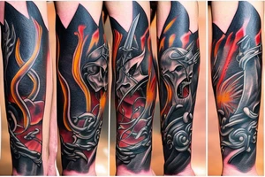 fiery sword tattoo idea